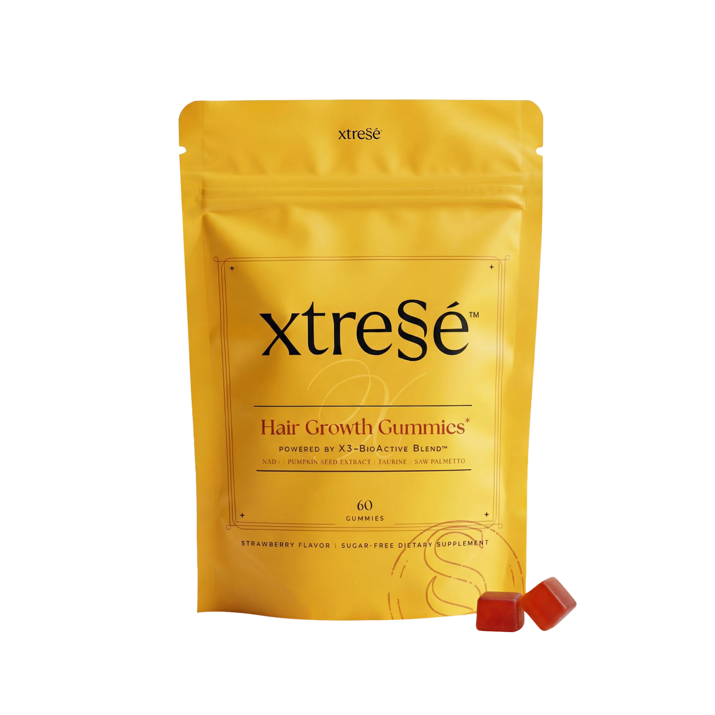 Xtressé Hair Growth Gummies strawberry flavored gummies